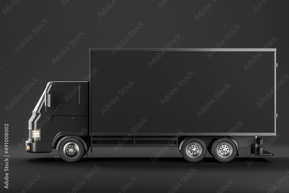 Long trailer isolated over dark background. Mockup Long trailer isolated over dark background. Mockup