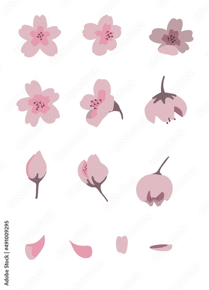 봄 벚꽃 꽃 아이콘 일러스트 벡터 소스 디자인