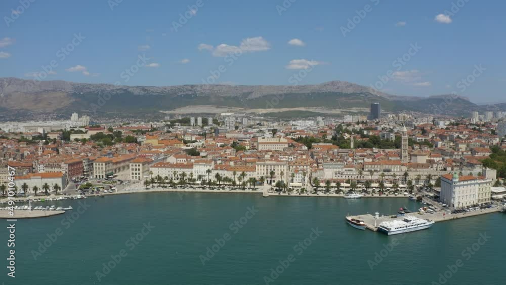 Aerial View Of Cityscape Of Croatian City Split At Daytime - drone shot Aerial View Of Cityscape Of Croatian City Split At Daytime - drone shot