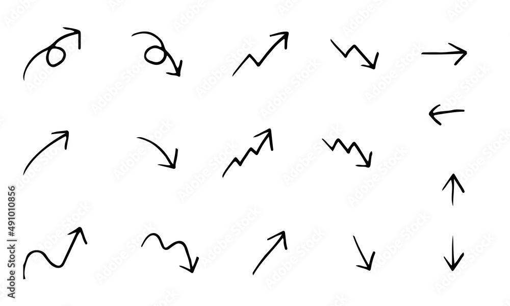 シンプルな手描きの矢印セット 黒 シンプルな手描きの矢印セット 黒