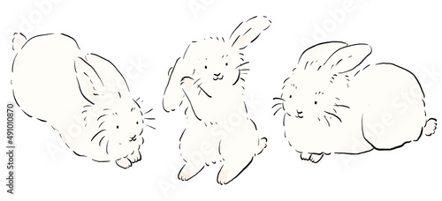 手描きのかわいいうさぎセット