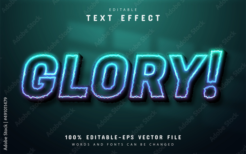 Glory text effect neon style