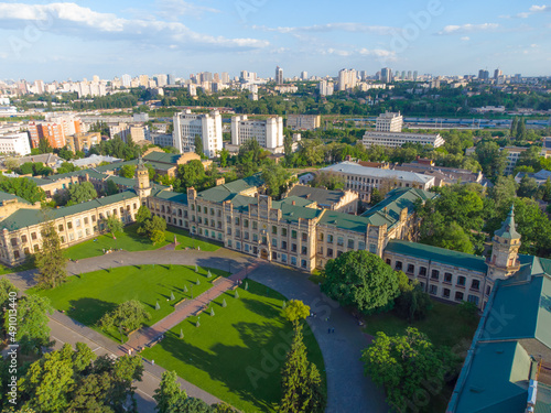 The National Technical University of Ukraine "Igor Sikorsky Kyiv Polytechnic Institute". Aerial drone view. Kyiv, Ukraine.
