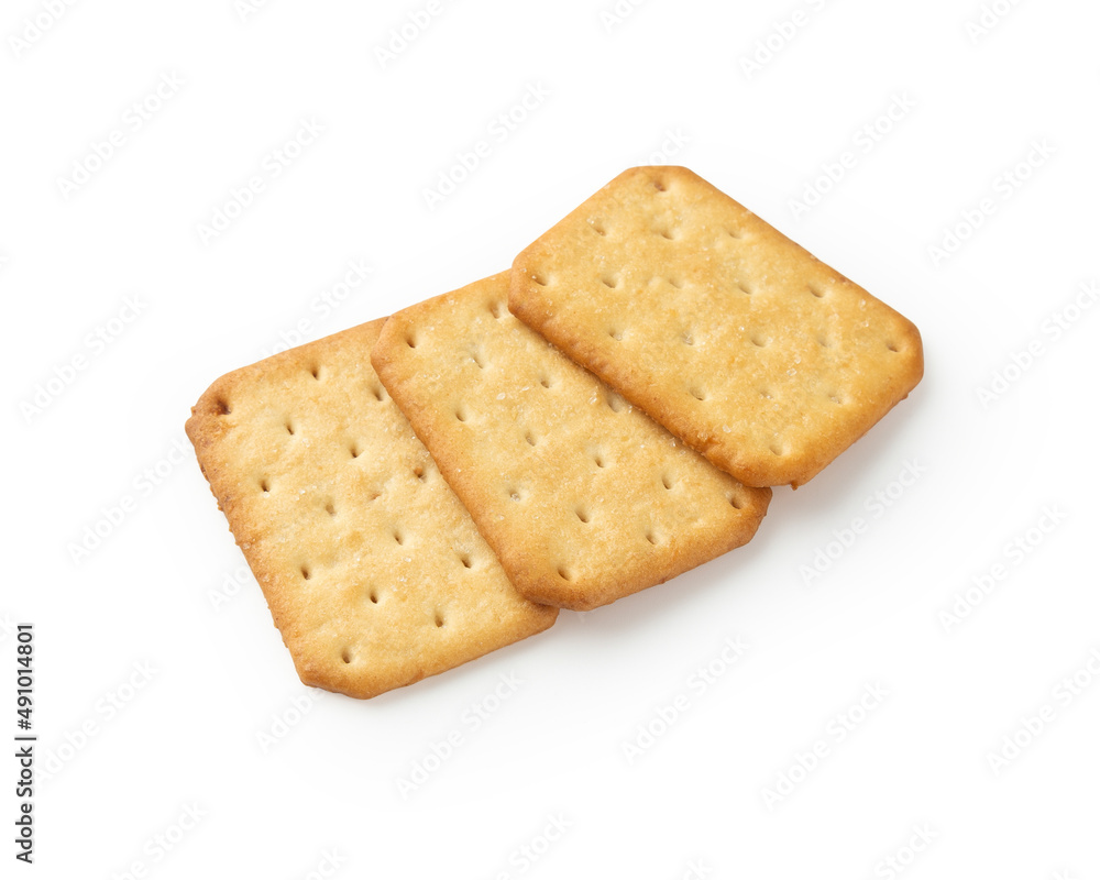 Cracker cookies isolated on white background with clipping path. Cracker cookies isolated on white background with clipping path.