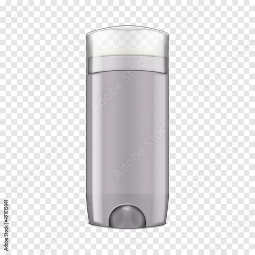 Deodorant stick blank bottle with clear cap on transparent background - realistic vector mock-up