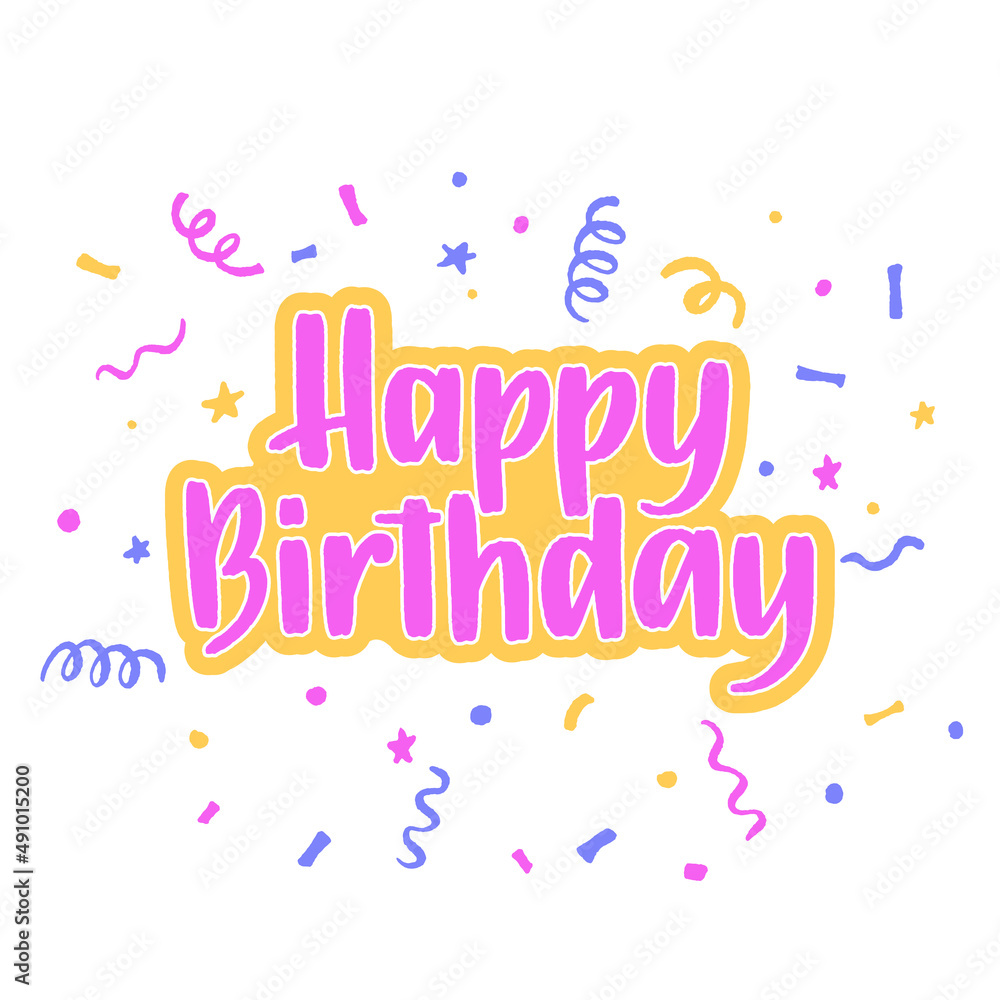 Happy Birthday Party hand drawn text phrase. Happy Birthday Party hand drawn text phrase.