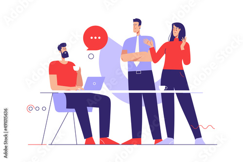 Vector illustration on the subject of coffee break and communication. Editable stroke