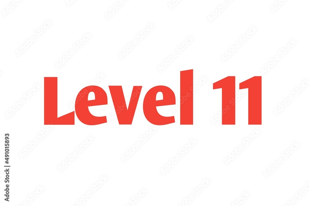 Level 11 sign in Red isolated on white background, 3d illustration.