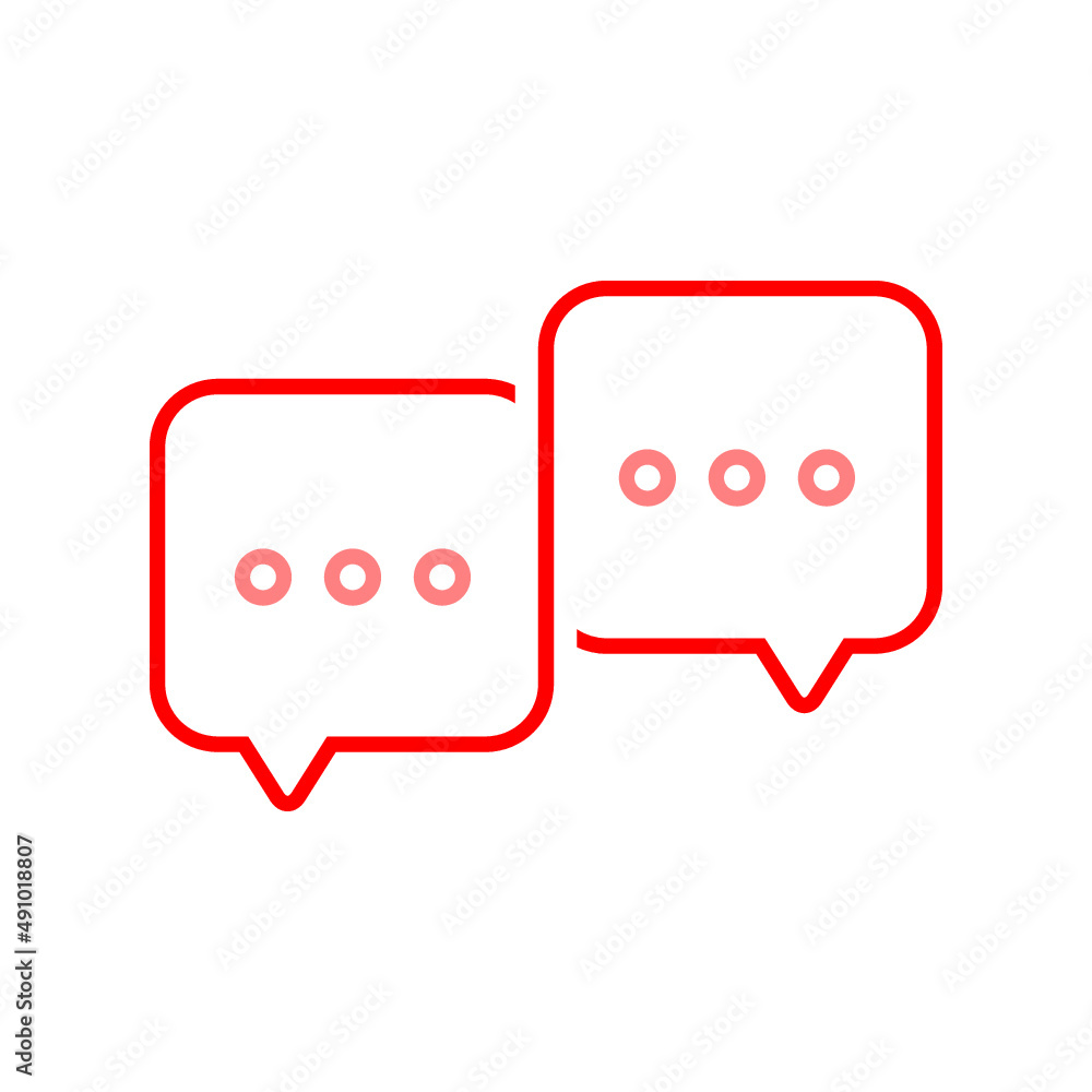 Naklejka premium Discussion speech bubbles icon. Dialogue chat messaging icon isolated on white background