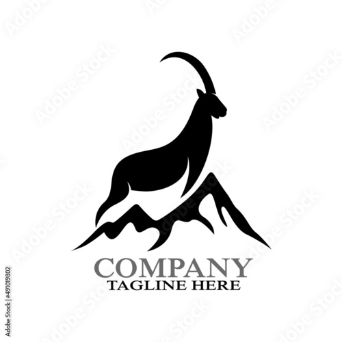 Modern Mountain goat logo. Vector illustration