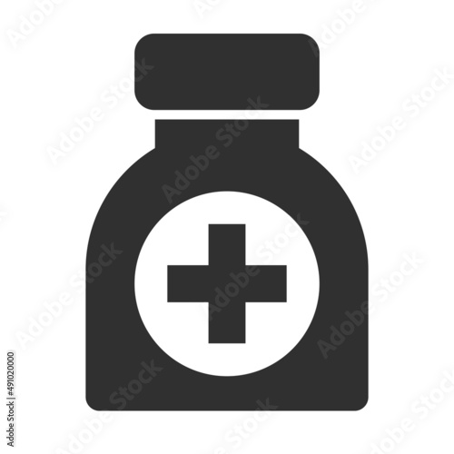 Pills bottle icon, vector medical symbol