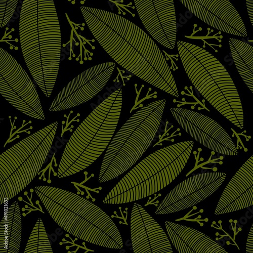 Seamless leaves and branches pattern for fabrics and textiles and cards and linens and wrapping paper