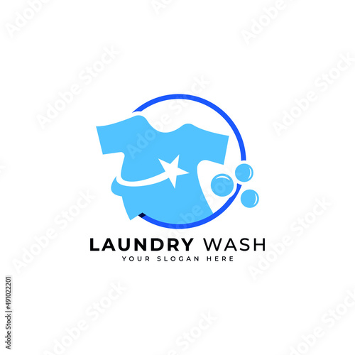 laundry wash logo design modern flat template