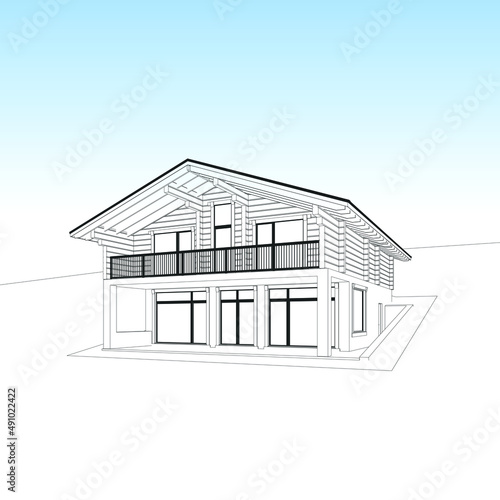 Modern house exterior. Architecture drawing
