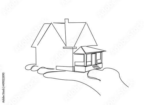 real estate agent holding a model house on hand sale flyer poster