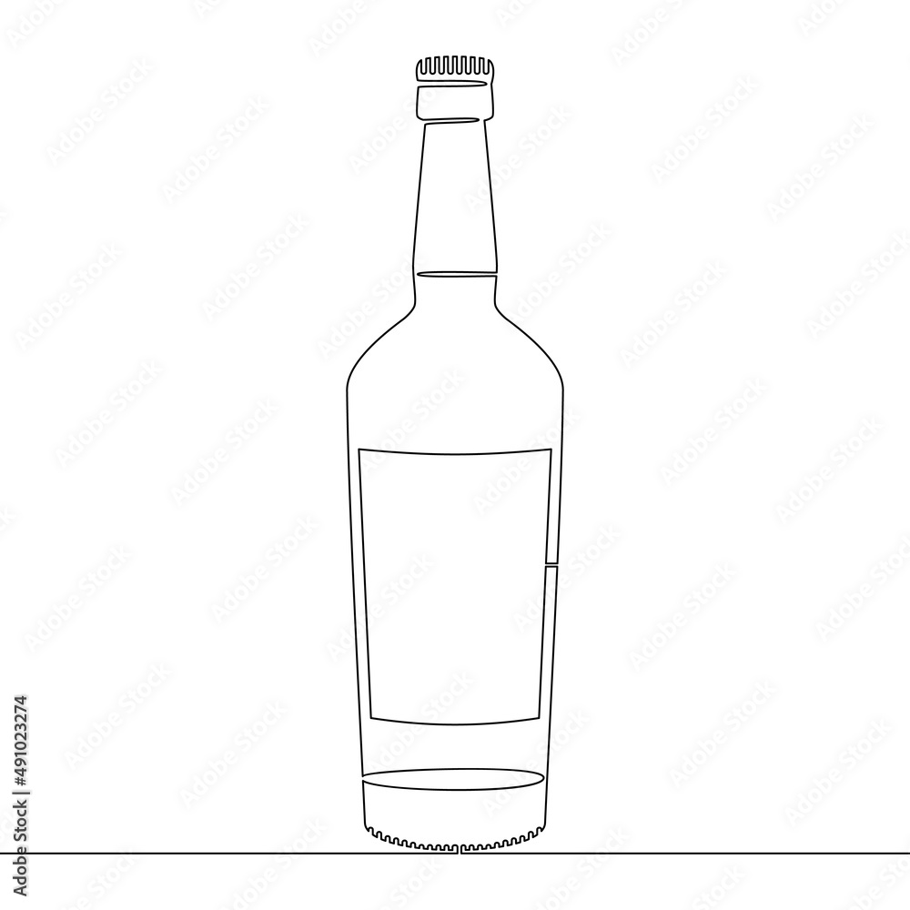 Continuous line drawing Bottle icon vector concept Continuous line drawing Bottle icon vector concept