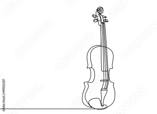 classical upright violin drawing style concept