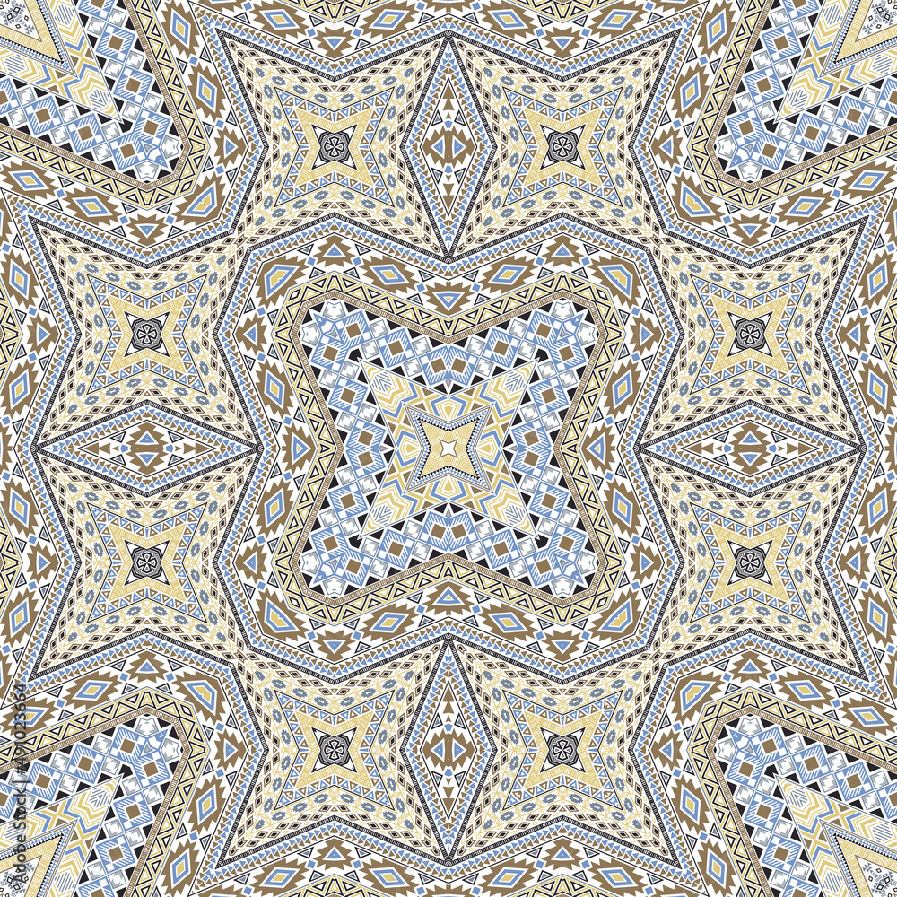 African repeating pattern graphic design. Boho geometric background. Carpet print in ethnic style.