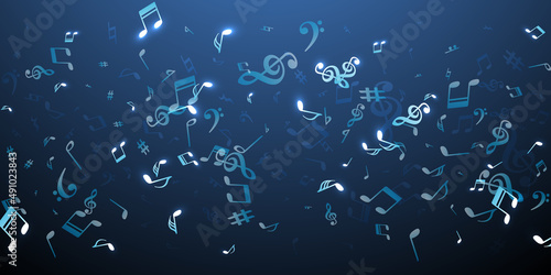 Musical notes cartoon vector pattern. Song