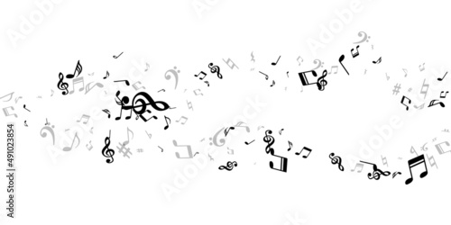 Musical note icons vector pattern. Song notation