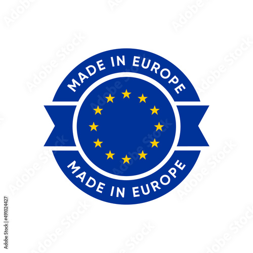 Made in Europe , European union stamp badge, isolated illustration vector 