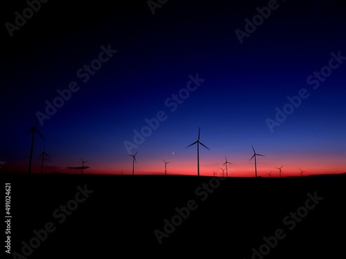 Blue sky wind turbines