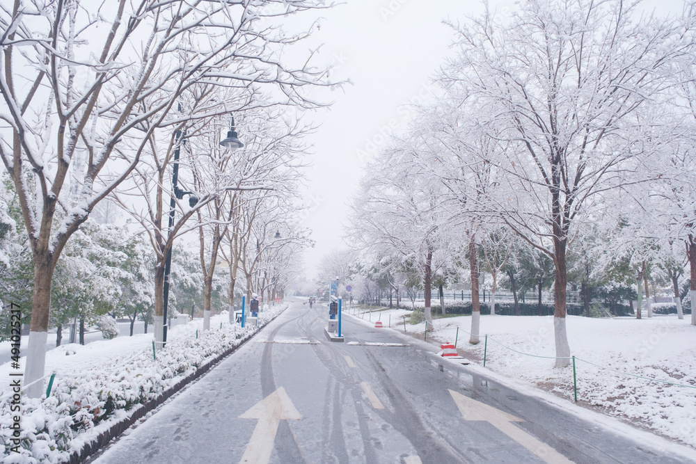 Winter snow scene in Moshan Scenic Area, East Lake, Wuhan, Hubei Winter snow scene in Moshan Scenic Area, East Lake, Wuhan, Hubei