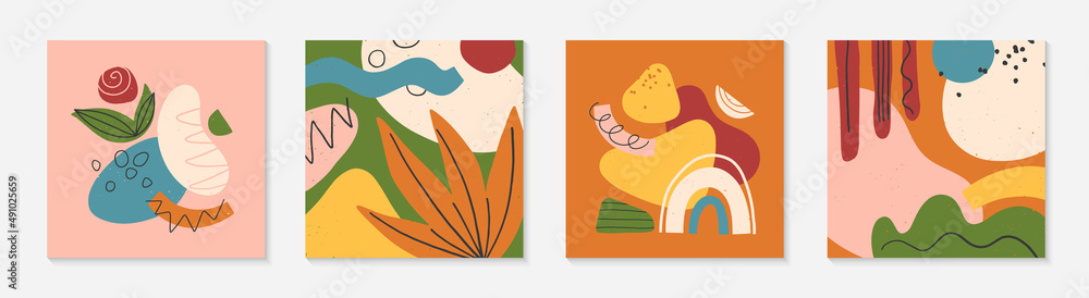 Set of abstract vector illustrations with hand drawn various organic shapes and graphic elements.Trendy artistic contemporary designs for prints,flyers,banners,invitations,branding design,covers Set of abstract vector illustrations with hand drawn various organic shapes and graphic elements.Trendy artistic contemporary designs for prints,flyers,banners,invitations,branding design,covers