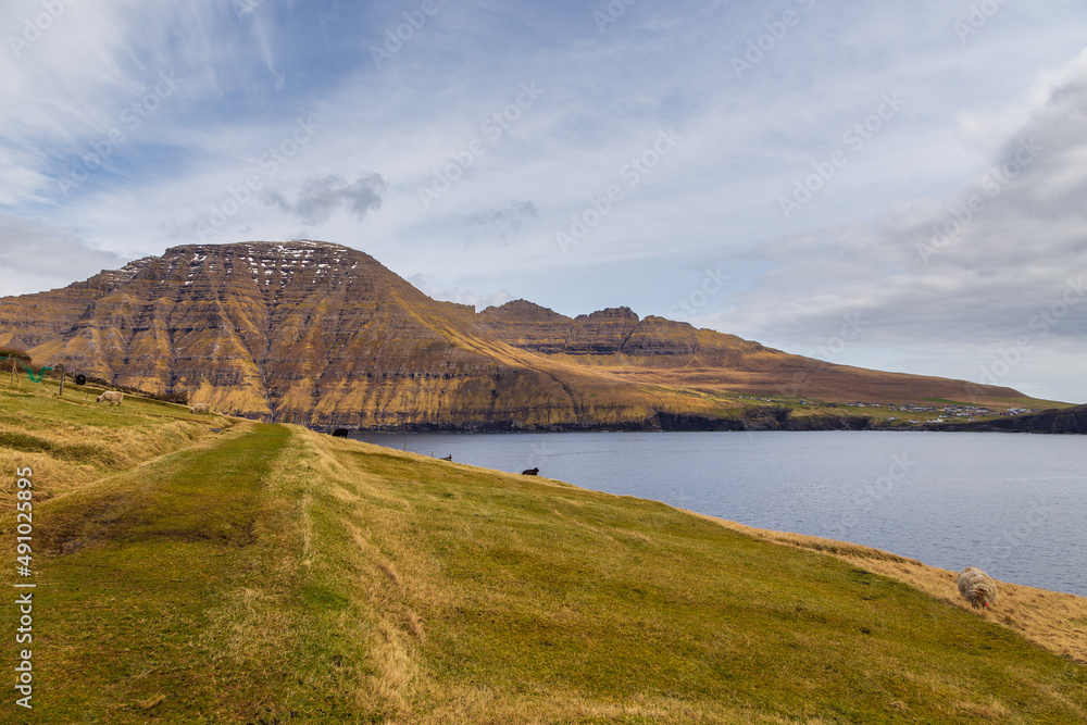 Steep coast of the island of Bordoy. Faroe Islands.