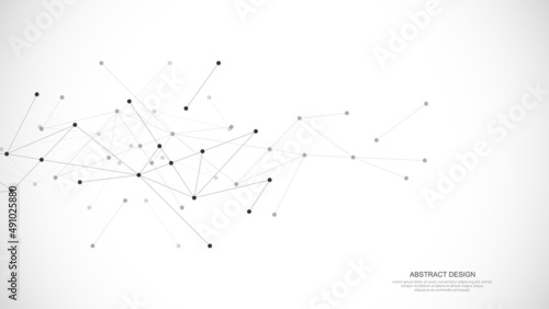 Abstract background and geometric pattern with connecting the dots and lines. Networking concept, internet connection and global communication