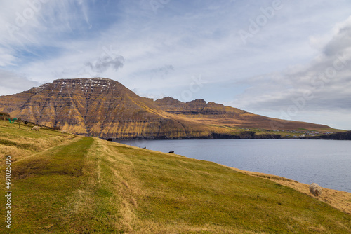 Steep coast of the island of Bordoy. Faroe Islands.