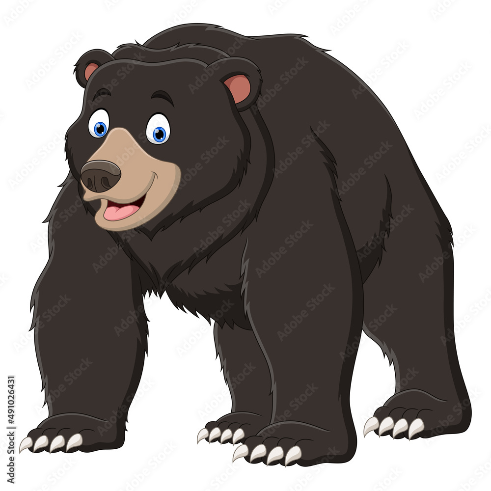 Cartoon a big bear walking isolated on white background Cartoon a big bear walking isolated on white background