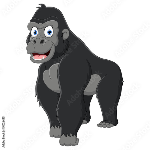 Cartoon of a gorilla isolated on white background