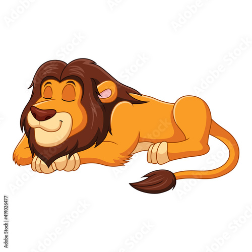 Cartoon illustration of a lion sleeping