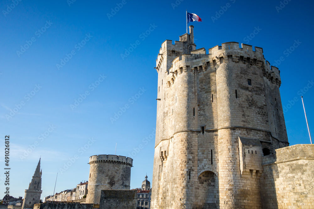 Historical Towers in la Rochelle old harbor