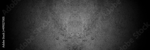 Old wall texture cement dark black gray  background abstract grey color design are light with white gradient background. © Kamjana