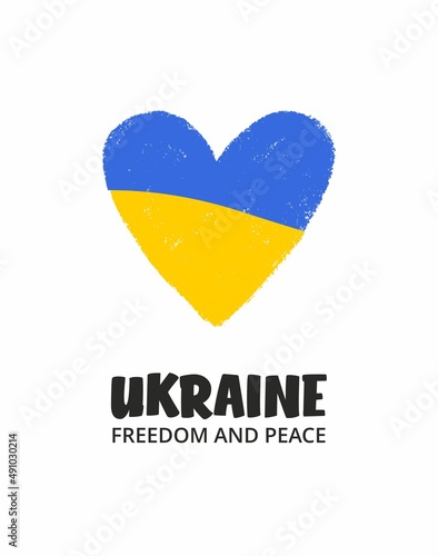 Ukraine heart with text like a symbol of ukrainian country and people. Flat vector peace, love and freedom illustration