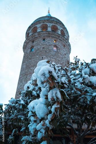 streets of Istanbul on winter. winter landscape in İstanbul. Winter landscape covered with snow. New Year`s landscape. Dramatic wintry scene.