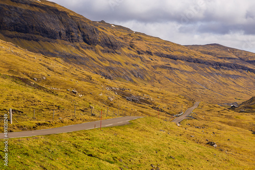 Mountain landscape on the island of Bordoy, Muli, Faroe Islands.