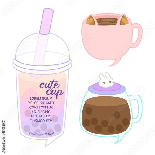 illustration of cute cup speech bubble