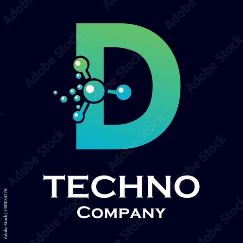 Letter d with molecule design logo template illustration