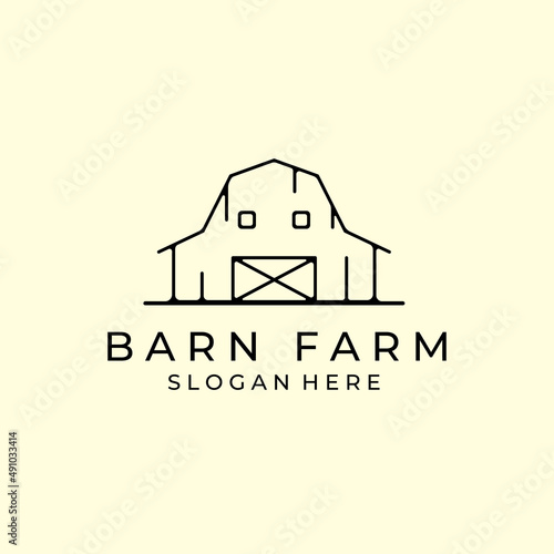 Barn logo line art vector illustration