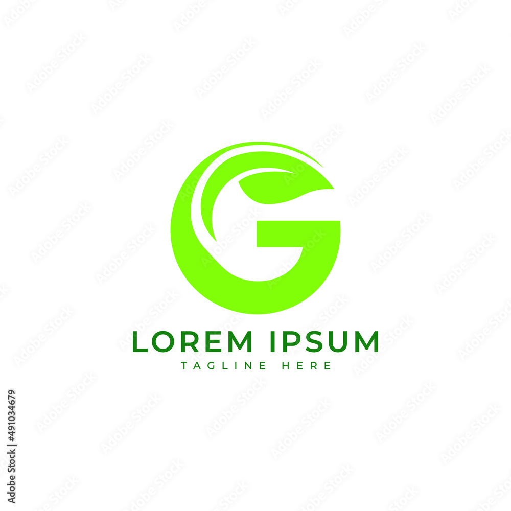 letter G leaf logo mark monogram design letter G leaf logo mark monogram design