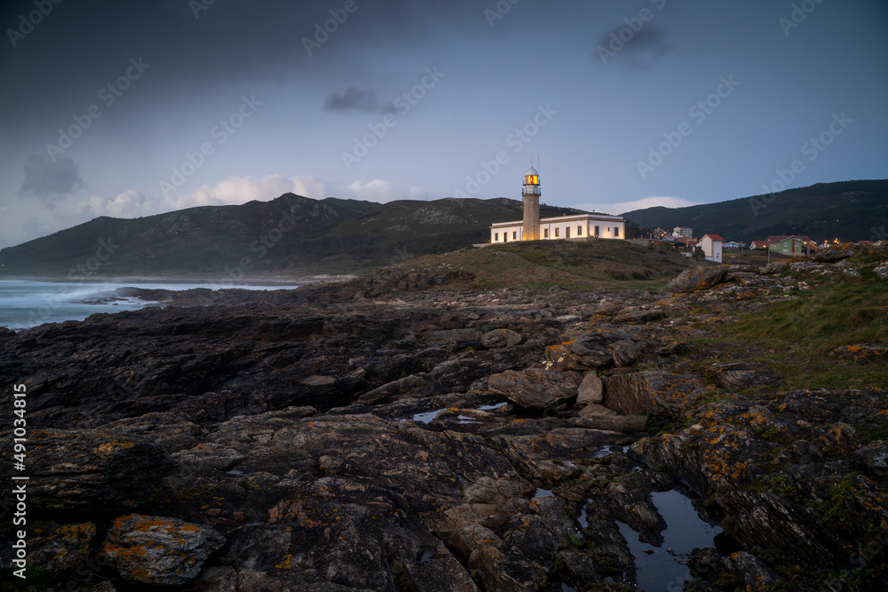 Lighthouse on the coastof Galicia. Lariño lighthouse, Carnota, Spain