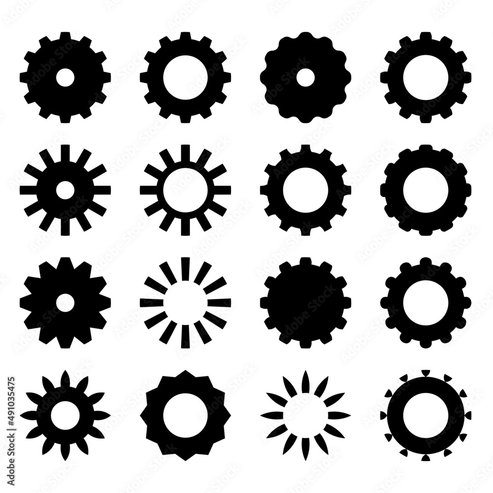 cog shape has been transformed into various shapes, vector icon cog shape has been transformed into various shapes, vector icon