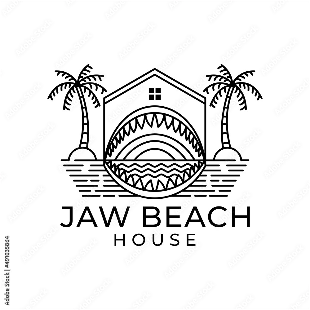 Naklejka premium tropical island home with palm trees