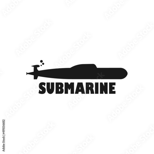 Military or navy submarine black vector silhouette or logo illustration.