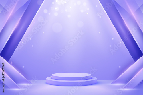 Luxury Purple podium background with abstract 3d shapes for your product advertisement.