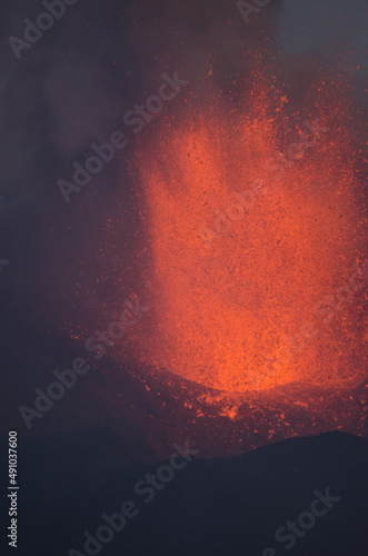 Volcanic eruption. Cumbre Vieja Natural Park. La Palma. Canary Islands. Spain.