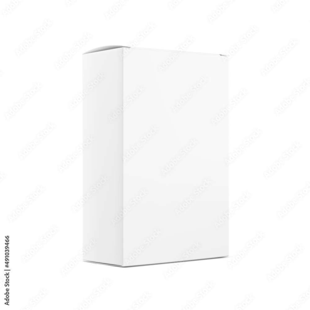 Hyper realistic cardboard box mockup. Perspective view. Vector illustration isolated on white background. Can be use for food, medicine, cosmetic and etc. Ready for your design. EPS10. Hyper realistic cardboard box mockup. Perspective view. Vector illustration isolated on white background. Can be use for food, medicine, cosmetic and etc. Ready for your design. EPS10.